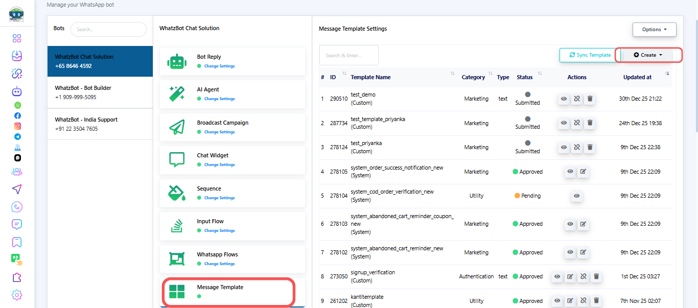 Message Template Create
